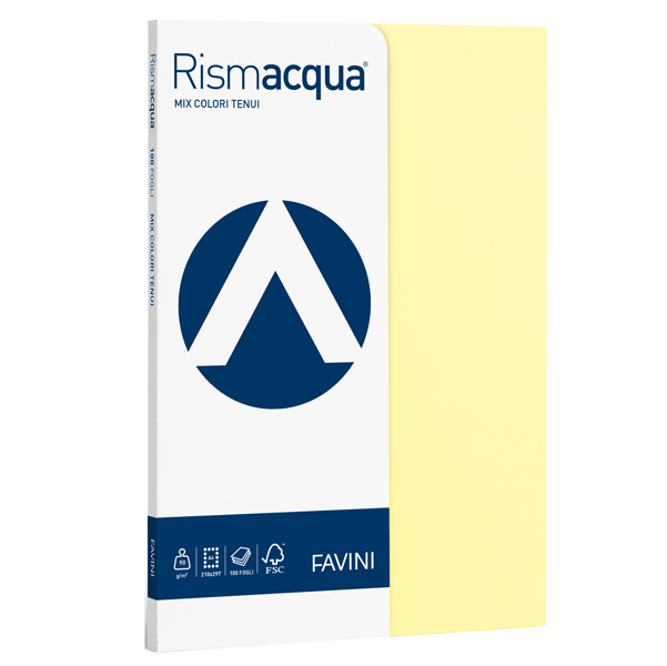  Carta Rismacqua Small - A4 - 90 gr - mix 5 colori - Favini - conf. 100 fogli 