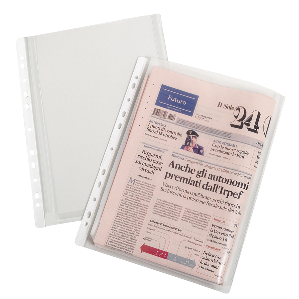  Buste forate con soffietto - Superior - buccia - 21 x 29,7 cm - trasparente - Favorit - conf. 10 pezzi 