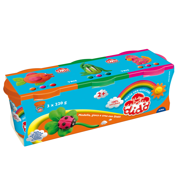  Tris barattoli da 220gr - verde/arancio/magenta - DiDò - conf. 3 pezzi 