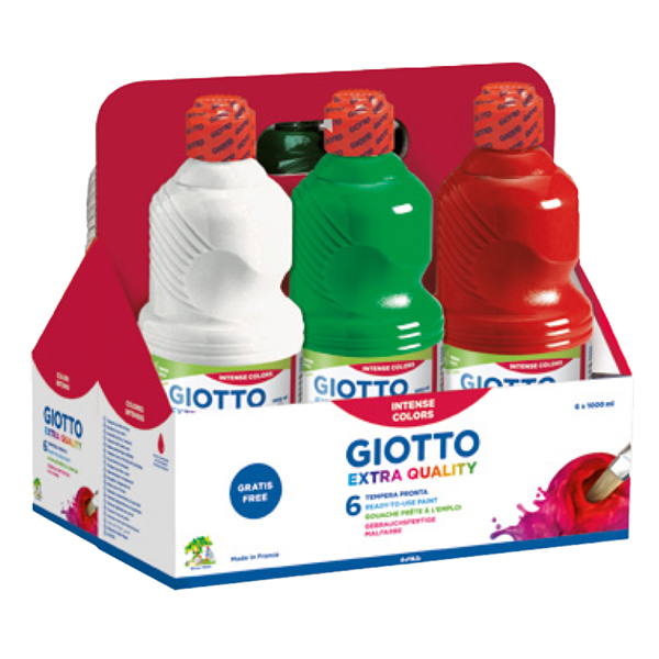  Schoolpack 6 flaconi tempera pronta - 1000ml - colori assortiti - Giotto 