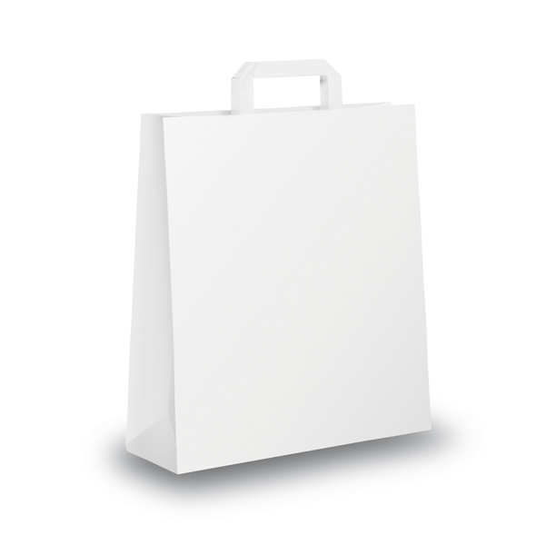  Shopper - maniglia piattina - 45 x 15 x 50 cm - carta kraft - bianco - Mainetti Bags - conf. 25 pezzi 
