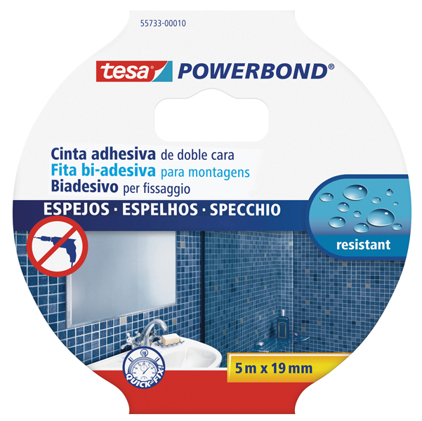  Nastro biadesivo per specchi Tesa Powerbond - 19 mm x 5 m - PE - bianco - Tesa 