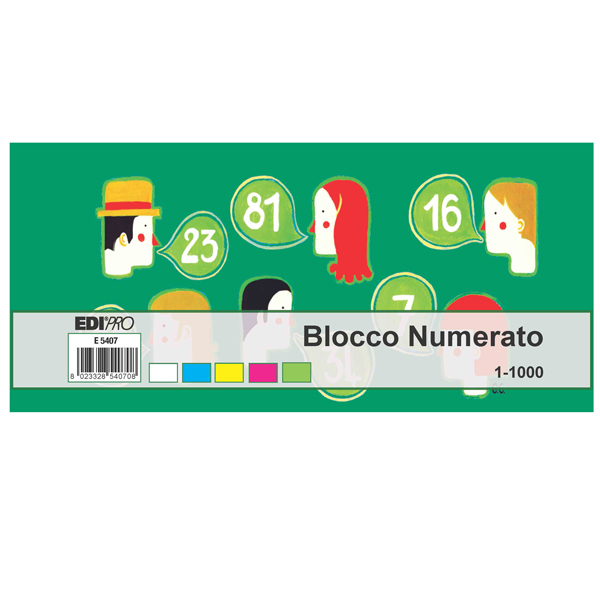  Blocchi numerati (1/1000) - 5 colori assortiti - 6 x 13 cm - Edipro 