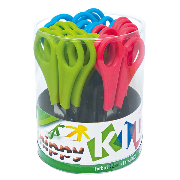  Forbice Snippy - centimetrata - punta tonda - 13,5 cm - lama acciaio inox - colori assortiti - Lebez - conf. 24 pezzi 