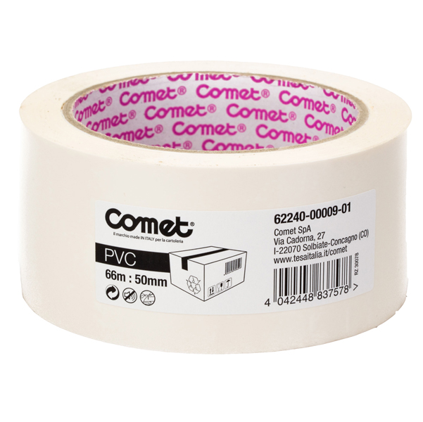  Nastro adesivo - 5 cm x 66 m - PVC - bianco - Comet 