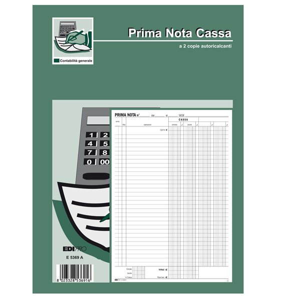  Blocco prima nota cassa - 50/50 fogli autoricalcanti - 31 x 21cm - Edipro 