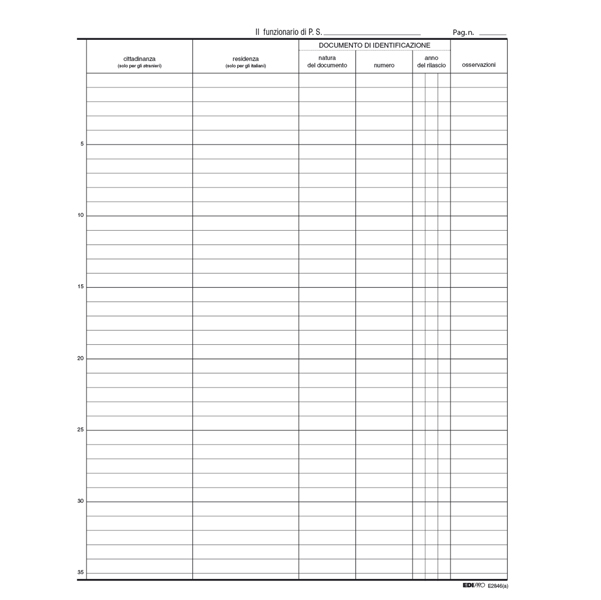  Registro persone alloggiate - 31 x 24,5cm - 46pg - Edipro 