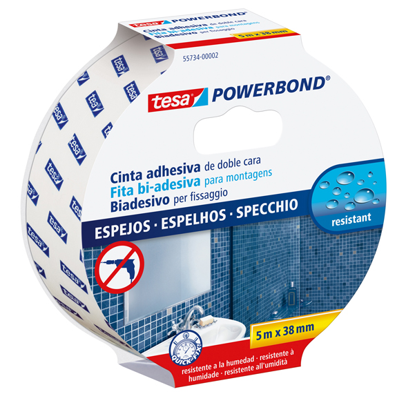  Nastro biadesivo per specchi Tesa Powerbond - 38 mm x 5 m - PE - bianco - Tesa 