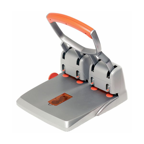  Perforatore HDC150 - max 150 fogli - 4 fori - passo 8 cm - grigio/arancio - Rapid 