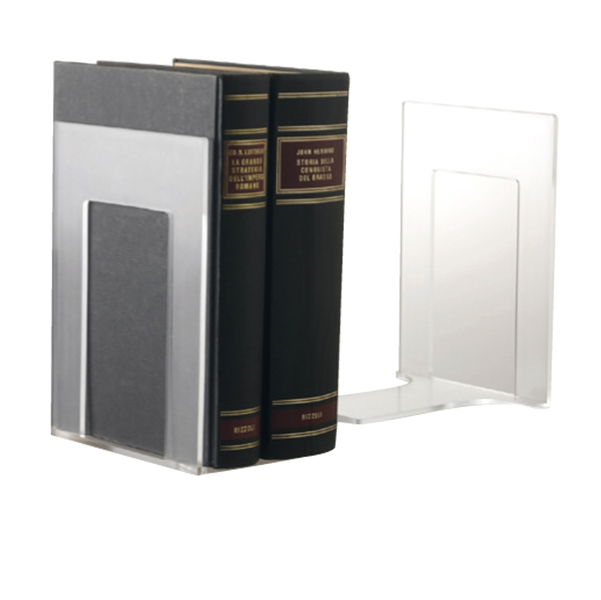  Coppia reggilibri Mr Acrylic - 14 x 9 x 13,5 cm - trasparente - Tecnostyl 