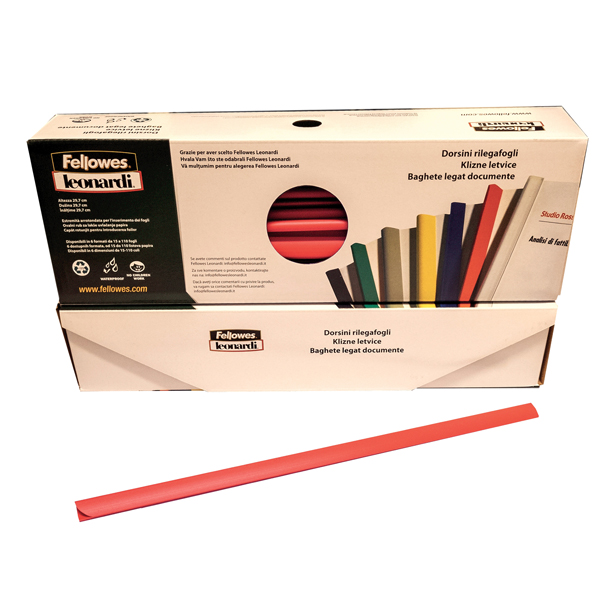  Dorsetti tondi per rilegatura - 3 mm - rosso - Fellowes - scatola 50 pezzi 