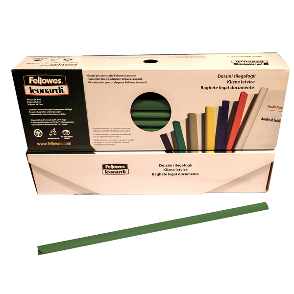  Dorsetti tondi per rilegatura - 3 mm - verde - Fellowes - scatola 50 pezzi 