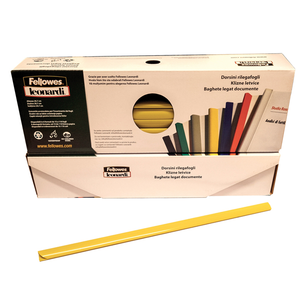  Dorsetti tondi per rilegatura - 6 mm - giallo - Fellowes - scatola 50 pezzi 