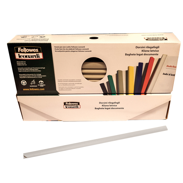  Dorsetti tondi per rilegatura - 8 mm - grigio - Fellowes - scatola 50 pezzi 