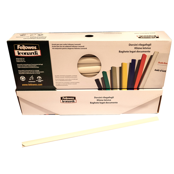  Dorsetti triangolari per rilegatura - 16 mm - bianco - Fellowes - scatola 25 pezzi 