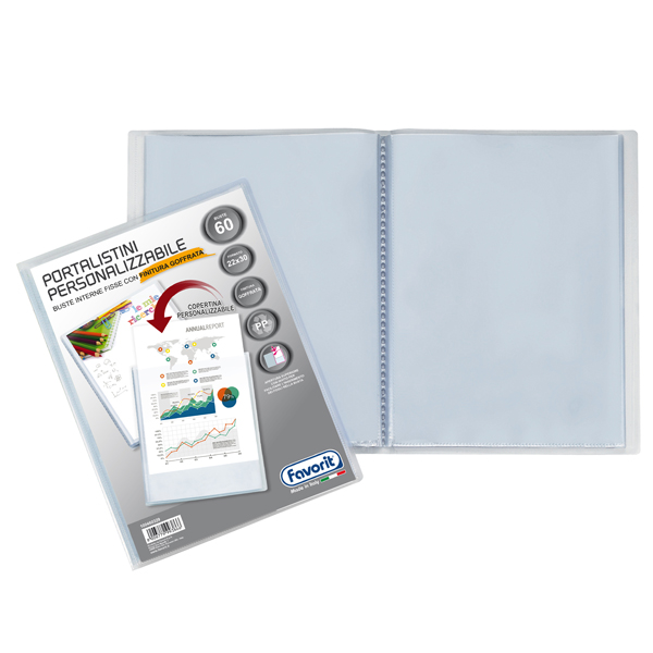  Portalistini personalizzabile Sviluppo - buccia - 22x30 cm - 60 buste - trasparente - Favorit 