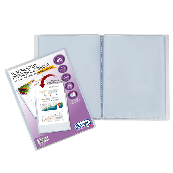  Portalistini personalizzabile Sviluppo - buccia - 22x30 cm - 80 buste - trasparente - Favorit 