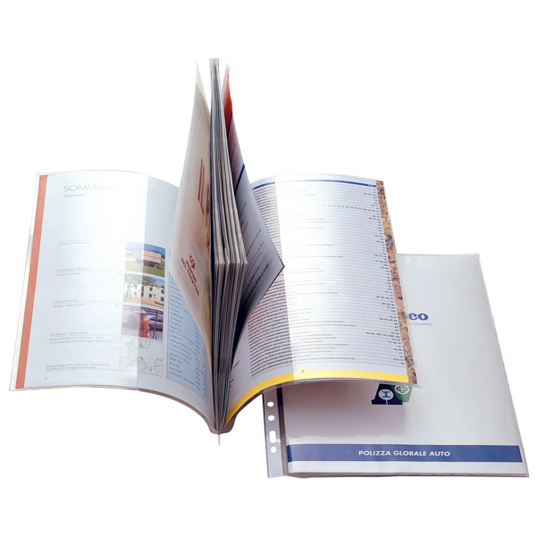  Cartelline forate - Ercole Cat - 21 x 29,7 cm - PVC - c/tasche - trasparente liscio - Sei Rota - conf. 10 pezzi 