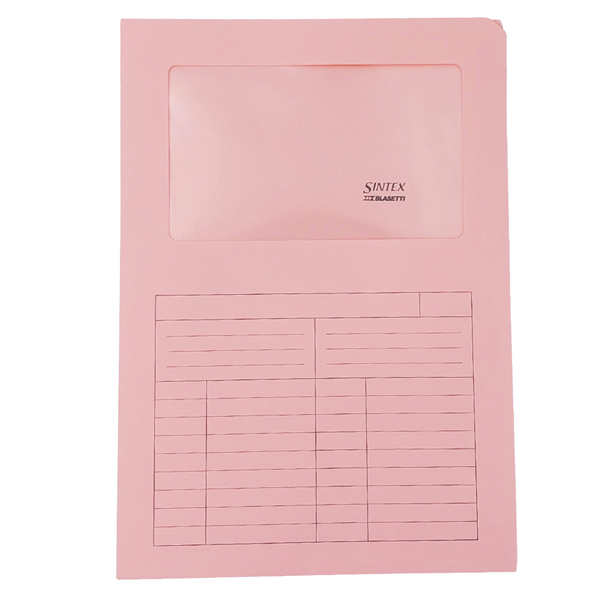  Cartellina a L con finestra Sintex - 120 gr - A4 - rosa - Blasetti - conf. 50 pezzi 