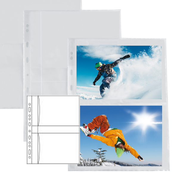  Buste forate Atla F porta foto - 4 spazi 13 x 18 cm - trasparente - Sei Rota - conf. 10 pezzi 