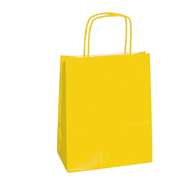  Shopper Twisted - maniglie cordino - 22 x 10 x 29 cm - carta kraft - giallo - Mainetti Bags - conf. 25 pezzi 