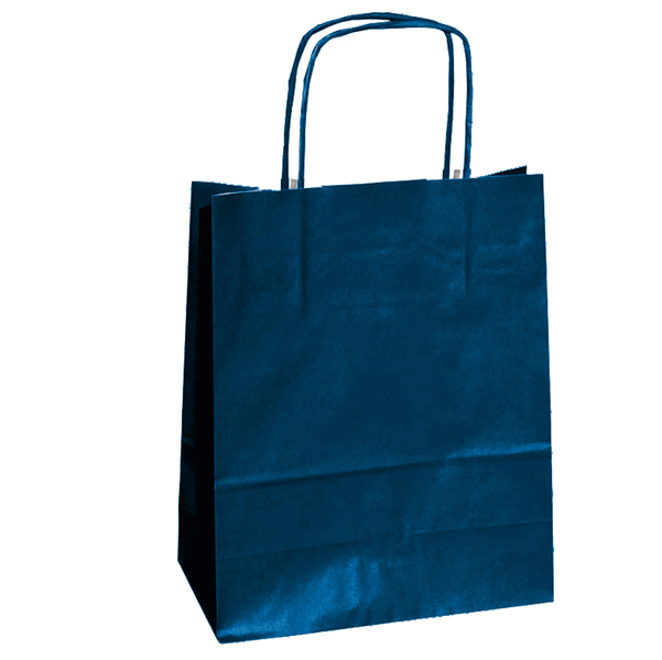  Shopper Twisted - maniglie cordino - 45 x 15 x 50 cm - carta kraft - blu - Mainetti Bags - conf. 25 pezzi 