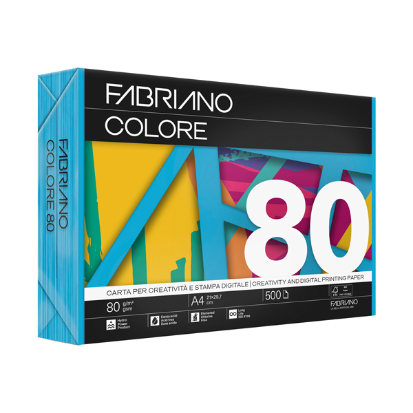  FabrianoColore - A3 - 80 gr - colori forti azzurro - Fabriano - conf. 250 fogli 