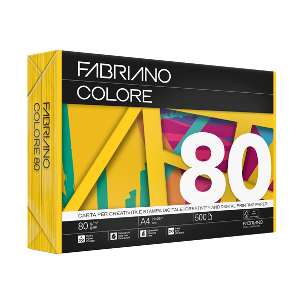  FabrianoColore - A3 - 80 gr - colori forti giallo - Fabriano - conf. 250 fogli 