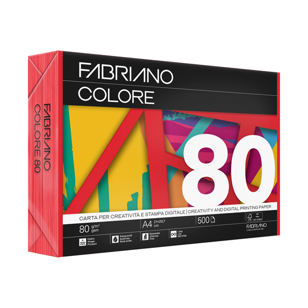 FabrianoColore - A3 - 80 gr - colori forti rosso - Fabriano - conf. 250 fogli 