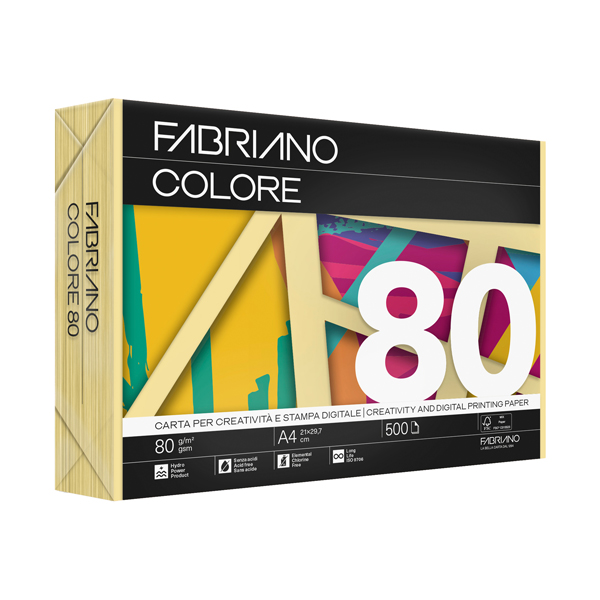  FabrianoColore - A3 - 80 gr - colori tenui banana - Fabriano - conf. 250 fogli 