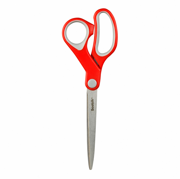  Forbici Comfort - 20 cm - impugnatura asimmetrica - lama in acciaio - rosso - Scotch 