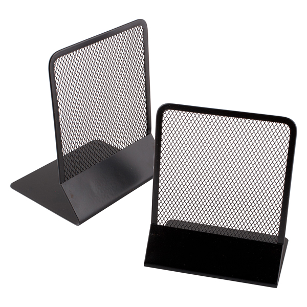  Coppia reggilibri - 13,5 x 17,5 cm - rete metallica - nero - Lebez 