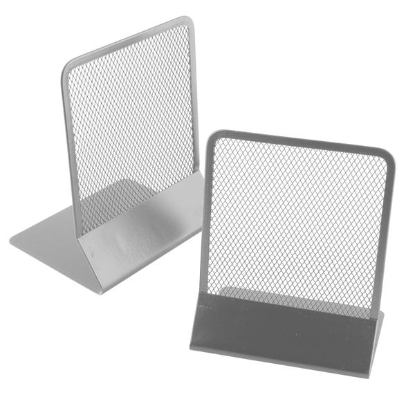 Coppia reggilibri - 13,5 x 17,5 cm - rete metallica - argento - Lebez 