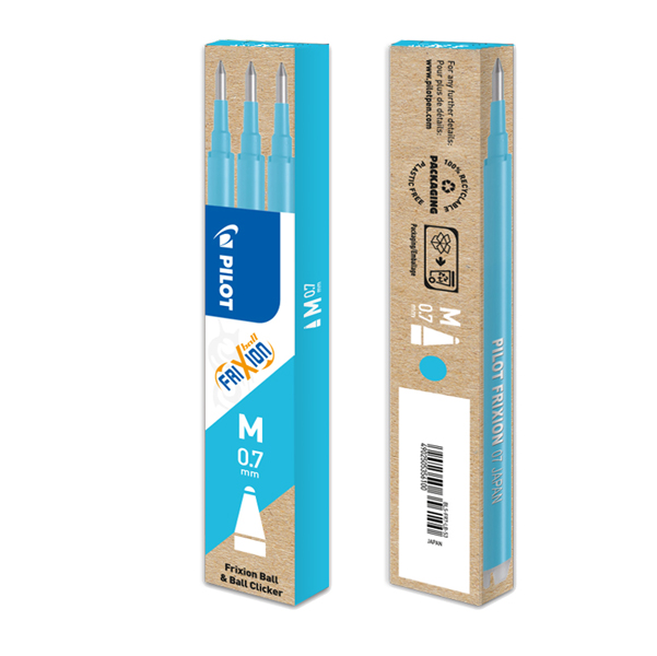  Refill a sfera Frixionball - punta 0,7mm - azzurro - Pilot - conf. 3 pezzi 