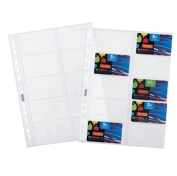  Buste forate porta cards - PPL - 10 tasche - 21,5 x 29,7 cm - trasparente - Favorit - conf. 10 pezzi 