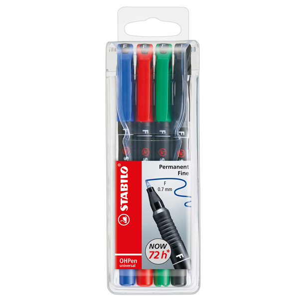  Pennarelli OHPen 842 universal permanente - punta fine 0,7mm - astuccio 4 colori - Stabilo 