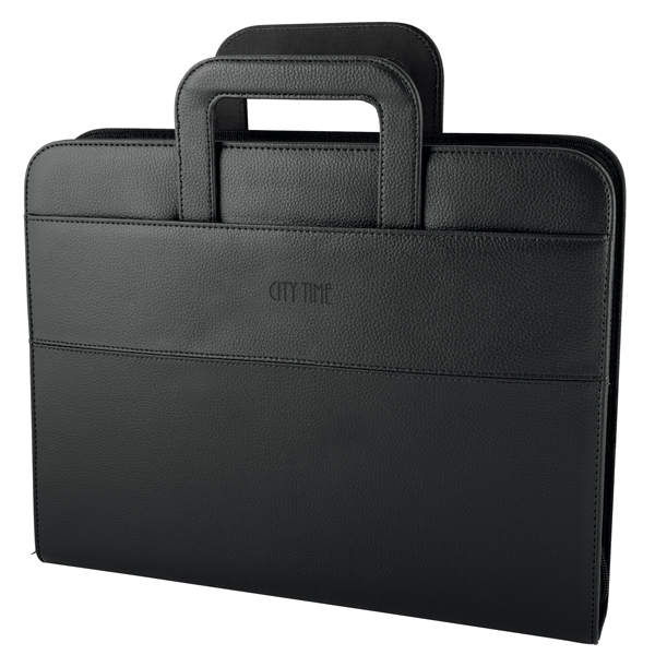  Portablocco - similpelle - c/anelli - nero - 28,5x36 cm - City Time 