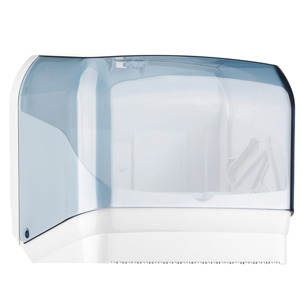 Dispenser per asciugamani in rotolo/fogli - 30x19,5x25,1 cm - plastica - bianco/azzurro trasparente - Mar Plast 