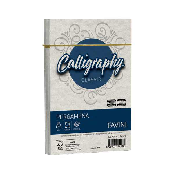  Busta Calligraphy Pergamena - 120 x 180 mm - 90 gr - perla 10 - Favini - conf. 25 pezzi 