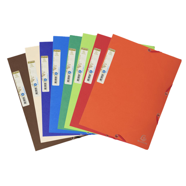 Cartellina con elastico - cartone riciclato - 3 lembi - 24 x 32 cm - colori assortiti - Exacompta 