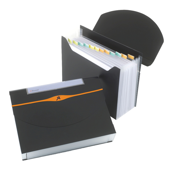  Portadocumenti a soffietto Optima - 13 tasche - 23 x 33 cm - PP- nero - Rexel 