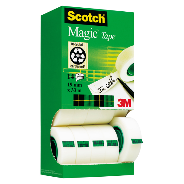  Nastro adesivo Magic 810 - 19 mm x 33 m - acrilico - trasparente - Scotch - Multi Pack 12+2 rotoli 