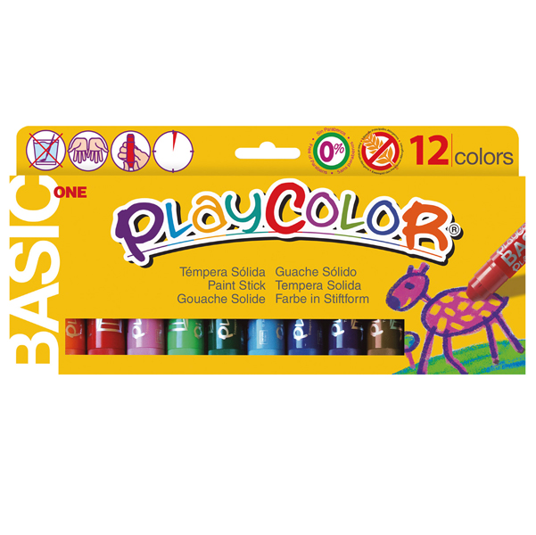  Tempera solida in stick Playcolor - 10gr - colori assortiti - Instant - astuccio 12 stick 