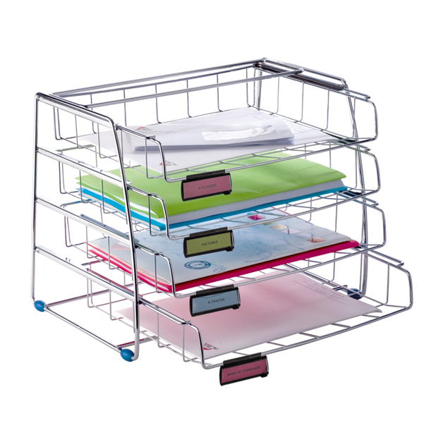  Set da 4 vaschette scorrevoli - 39 x 30 x 31,5 cm - vaschette 6,5 cm - metallo - Alba 