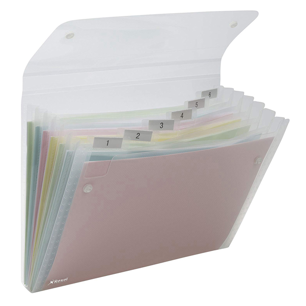  Portadocumenti a soffietto Ice - 6 tasche - 22 x 30 cm - PP - trasparente - Rexel 