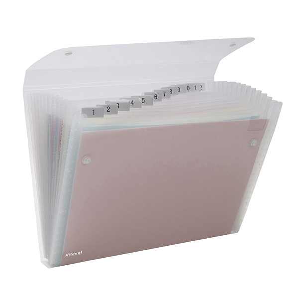  Portadocumenti a soffietto Ice - 13 tasche - 22 x 30 cm - PP - trasparente - Rexel 