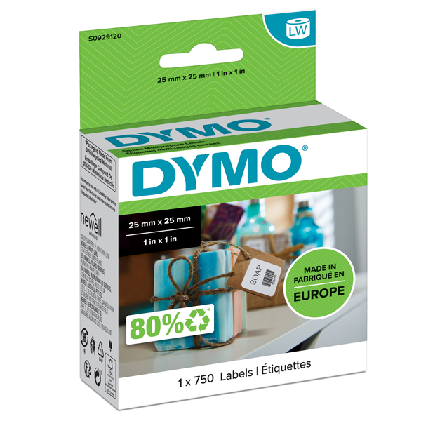  Rotolo 750 etichette LW S0929120 - 25 x 25 mm - carta - multiuso - removibile - bianco - Dymo 