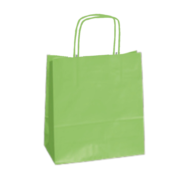  Shopper Twisted - maniglie cordino - 22 x 10 x 29 cm - carta kraft - verde mela - Mainetti Bags - conf. 25 pezzi 