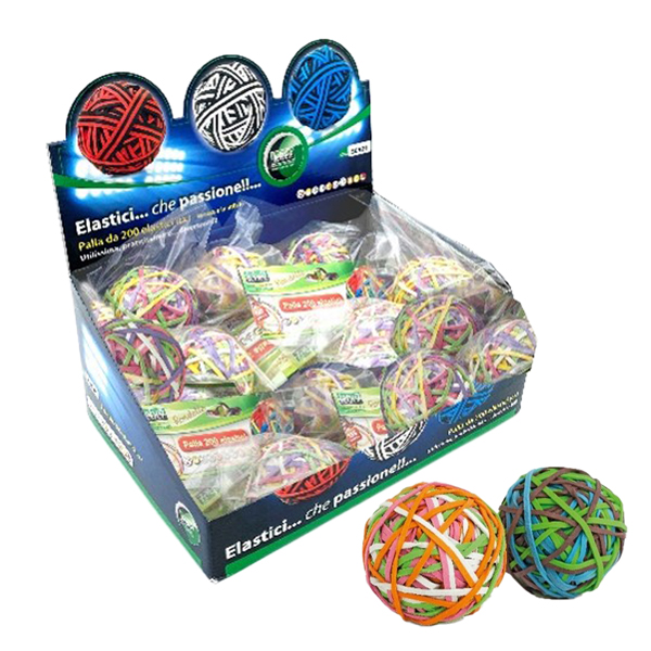  Rubberball - diametro 5 cm - colori assortiti - Lebez - display da 15 sfere di elastici 