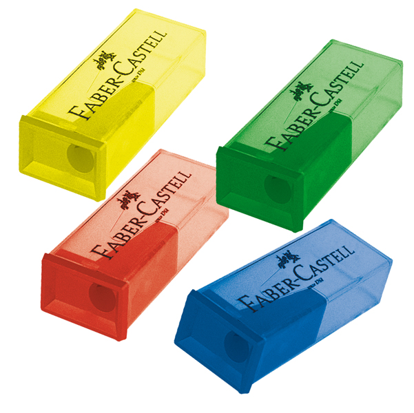  Temperamatite con contenitore - 1 foro - Faber-Castell - conf. 25 pezzi 